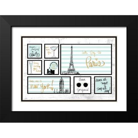 Travel Pack Teal Black Modern Wood Framed Art Print with Double Matting by Biscardi, Nicholas