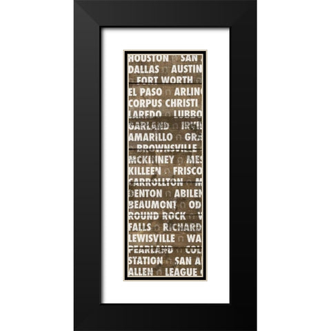 Texas Wood Type Black Modern Wood Framed Art Print with Double Matting by Meneely, Dan