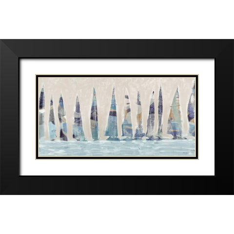 Dozen Muted Boats Panel Black Modern Wood Framed Art Print with Double Matting by Meneely, Dan