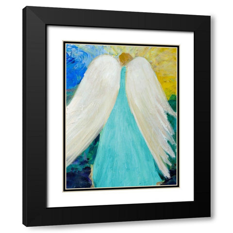 Dreams and Angel Wings Black Modern Wood Framed Art Print with Double Matting by Maria, Robin