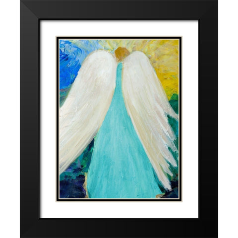 Dreams and Angel Wings Black Modern Wood Framed Art Print with Double Matting by Maria, Robin