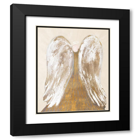Golden Angel Wings Black Modern Wood Framed Art Print with Double Matting by Maria, Robin