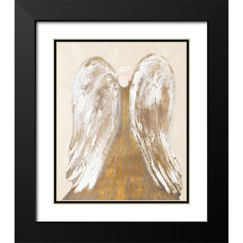 Golden Angel Wings Black Modern Wood Framed Art Print with Double Matting by Maria, Robin