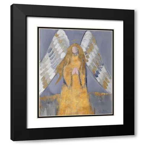 Gold and Silver Angel Black Modern Wood Framed Art Print with Double Matting by Maria, Robin