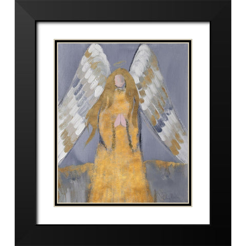 Gold and Silver Angel Black Modern Wood Framed Art Print with Double Matting by Maria, Robin
