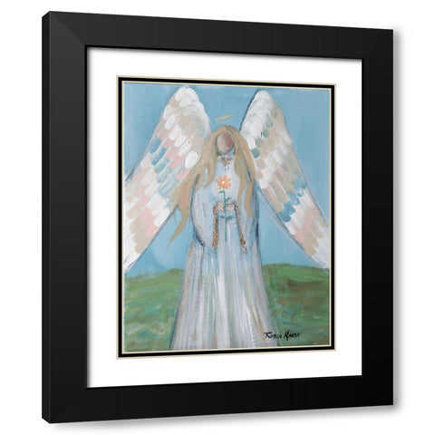 Angel in Spring Black Modern Wood Framed Art Print with Double Matting by Maria, Robin