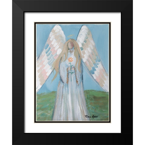 Angel in Spring Black Modern Wood Framed Art Print with Double Matting by Maria, Robin