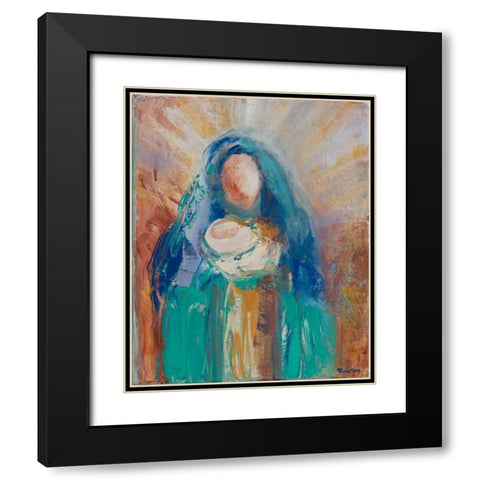 Mother and Child II Black Modern Wood Framed Art Print with Double Matting by Maria, Robin