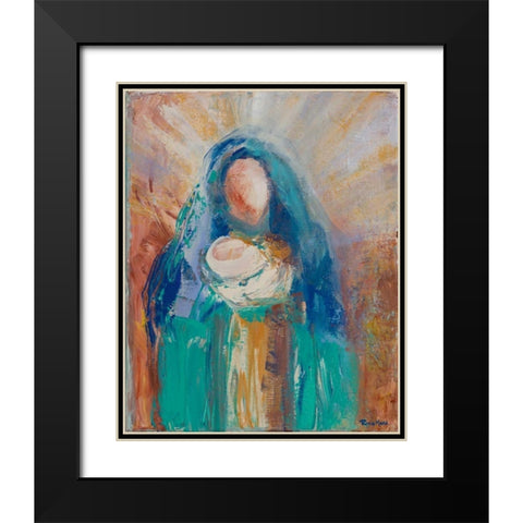 Mother and Child II Black Modern Wood Framed Art Print with Double Matting by Maria, Robin
