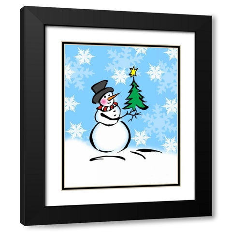 Silly Snowmen III Black Modern Wood Framed Art Print with Double Matting by Biscardi, Nicholas
