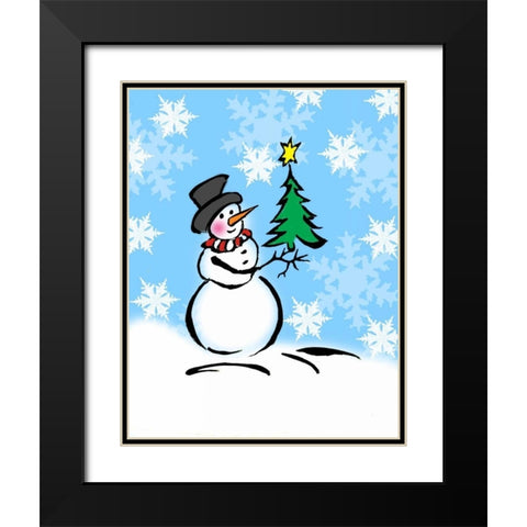 Silly Snowmen III Black Modern Wood Framed Art Print with Double Matting by Biscardi, Nicholas