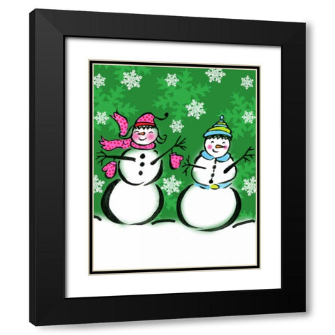 Silly Snowmen V Black Modern Wood Framed Art Print with Double Matting by Biscardi, Nicholas