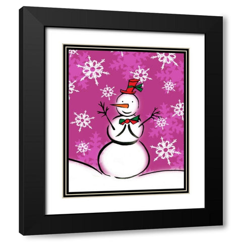 Silly Snowmen IX Black Modern Wood Framed Art Print with Double Matting by Biscardi, Nicholas