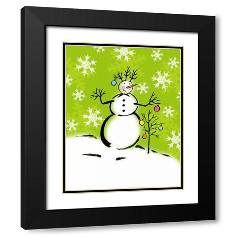 Silly Snowmen IV Black Modern Wood Framed Art Print with Double Matting by Biscardi, Nicholas