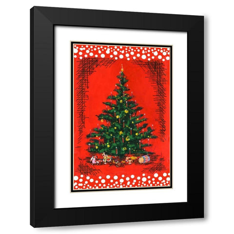 Xmas Tree Black Modern Wood Framed Art Print with Double Matting by Biscardi, Nicholas