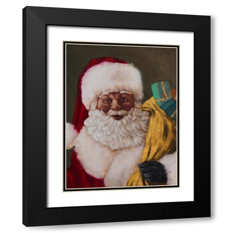African American Saint Nick Arrives Black Modern Wood Framed Art Print with Double Matting by Johnson, Walt