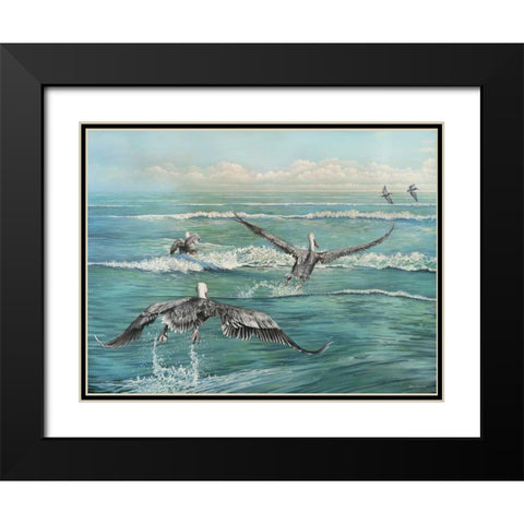 Pelican Beach Black Modern Wood Framed Art Print with Double Matting by Nawrocke, Bruce