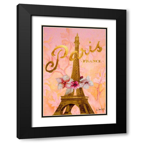 Gold Paris Eiffel Panel Black Modern Wood Framed Art Print with Double Matting by Gaynor, Janice