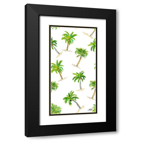 Toss Palm Pattern Black Modern Wood Framed Art Print with Double Matting by DeRice, Julie