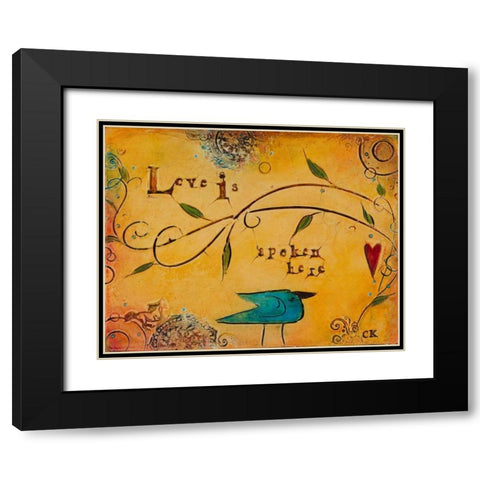 Love is Spoken Here Black Modern Wood Framed Art Print with Double Matting by Kinnison, Carolyn