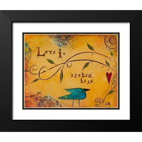 Love is Spoken Here Black Modern Wood Framed Art Print with Double Matting by Kinnison, Carolyn