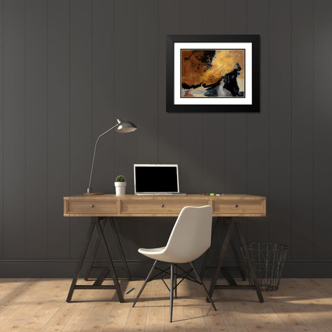 Wave Black Modern Wood Framed Art Print with Double Matting by Maria, Robin