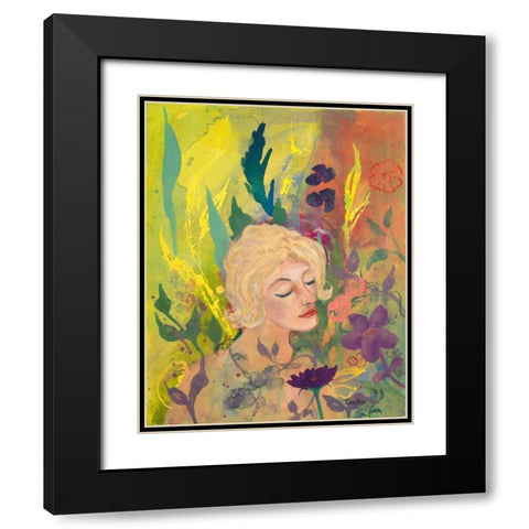 Woman in the Garden Black Modern Wood Framed Art Print with Double Matting by Maria, Robin