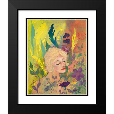 Woman in the Garden Black Modern Wood Framed Art Print with Double Matting by Maria, Robin