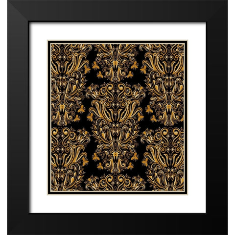 Damask I Black Modern Wood Framed Art Print with Double Matting by Biscardi, Nicholas