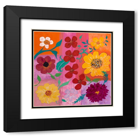 Floral Pattern I Black Modern Wood Framed Art Print with Double Matting by Maria, Robin
