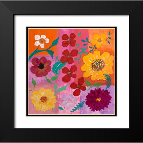 Floral Pattern I Black Modern Wood Framed Art Print with Double Matting by Maria, Robin
