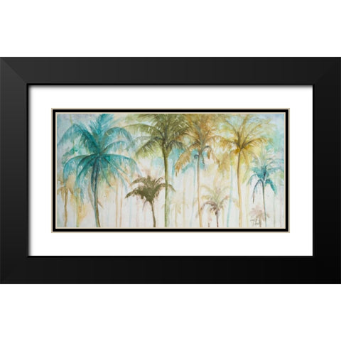 Watercolor Palms Black Modern Wood Framed Art Print with Double Matting by Pinto, Patricia