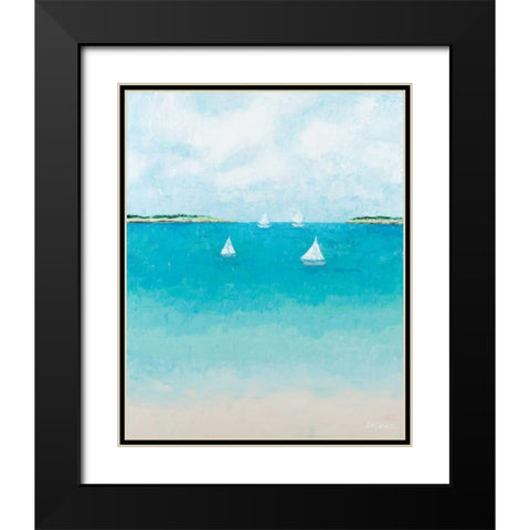 Baby Beach Sailboats Black Modern Wood Framed Art Print with Double Matting by Coolick, Ann Marie