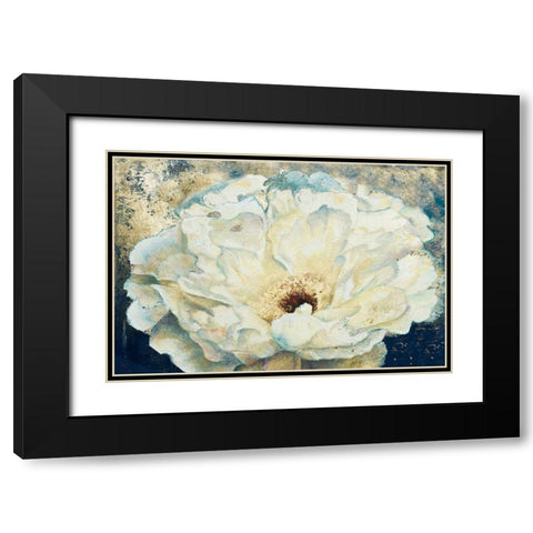 Zuzu Peony of Navy and Gold Black Modern Wood Framed Art Print with Double Matting by Pinto, Patricia