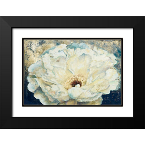 Zuzu Peony of Navy and Gold Black Modern Wood Framed Art Print with Double Matting by Pinto, Patricia