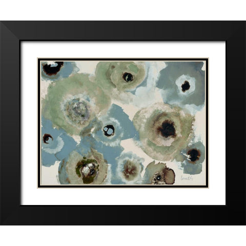 Blue Floral Black Modern Wood Framed Art Print with Double Matting by Loreth, Lanie