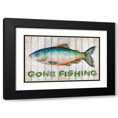 Watercolor Fish on Wood I Black Modern Wood Framed Art Print with Double Matting by Pinto, Patricia
