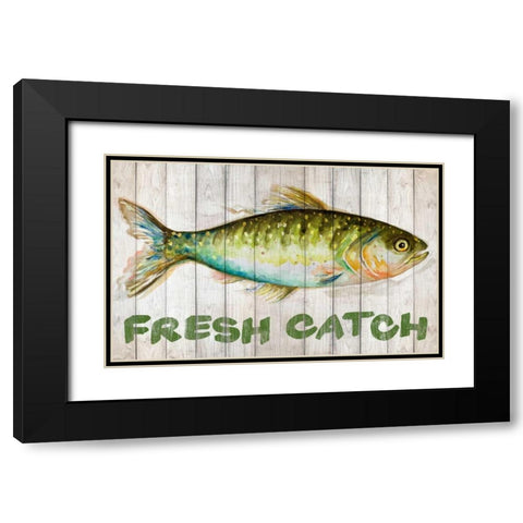 Watercolor Fish on Wood II Black Modern Wood Framed Art Print with Double Matting by Pinto, Patricia