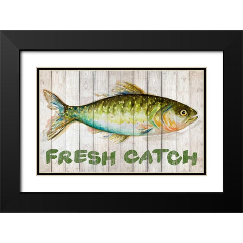 Watercolor Fish on Wood II Black Modern Wood Framed Art Print with Double Matting by Pinto, Patricia