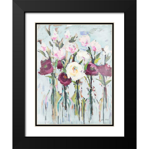 Violet Romantic Blossoms Black Modern Wood Framed Art Print with Double Matting by Slivka, Jane