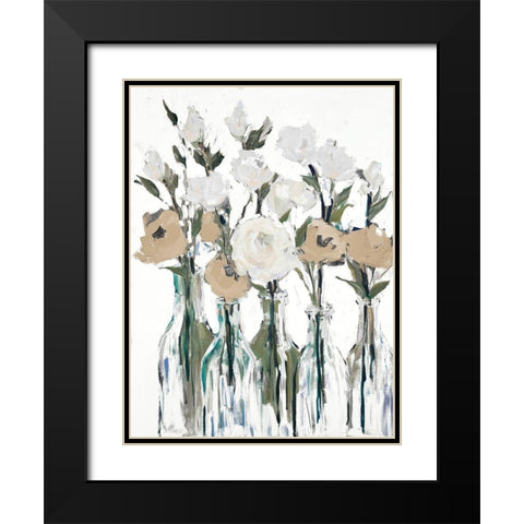 Cream Romantic Blossoms Black Modern Wood Framed Art Print with Double Matting by Slivka, Jane