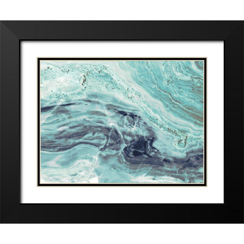 Aqua Mineral Black Modern Wood Framed Art Print with Double Matting by Bryant, Susan