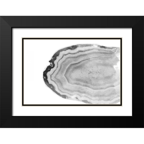 Watercolor BW Agate Black Modern Wood Framed Art Print with Double Matting by Bryant, Susan