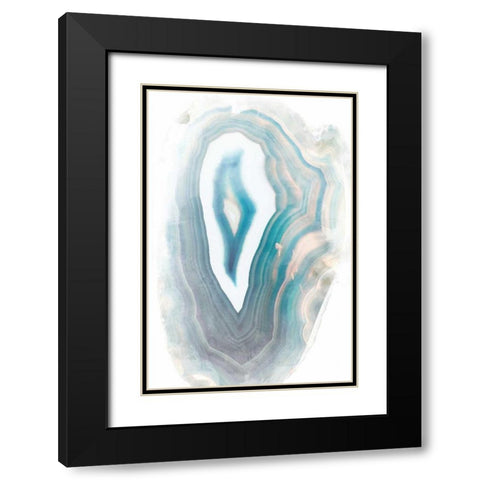 Blue Watercolor Agate Rectangle Black Modern Wood Framed Art Print with Double Matting by Bryant, Susan