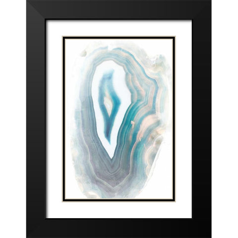 Blue Watercolor Agate Rectangle Black Modern Wood Framed Art Print with Double Matting by Bryant, Susan