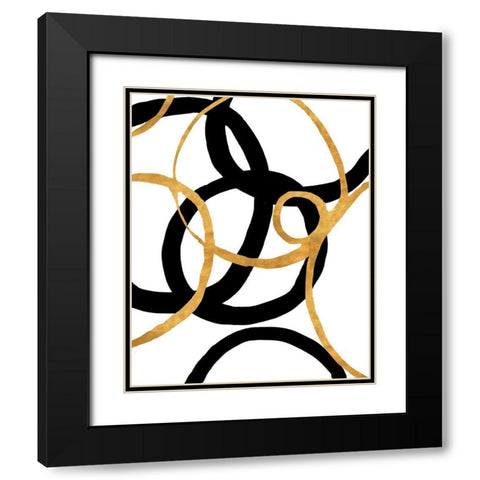 Black and Gold Stroke II Black Modern Wood Framed Art Print with Double Matting by Morris, Megan