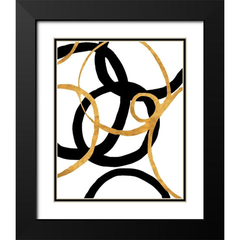 Black and Gold Stroke II Black Modern Wood Framed Art Print with Double Matting by Morris, Megan