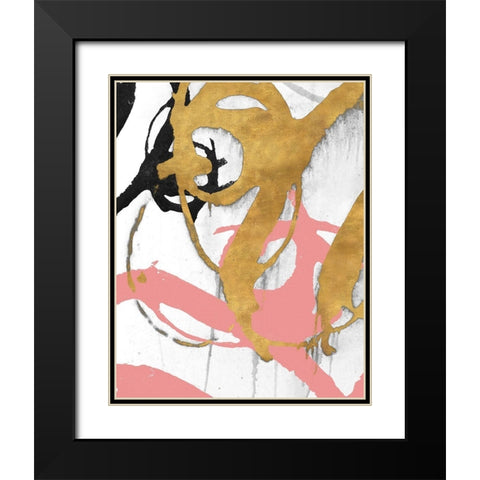 Rose Gold Strokes I Black Modern Wood Framed Art Print with Double Matting by Morris, Megan