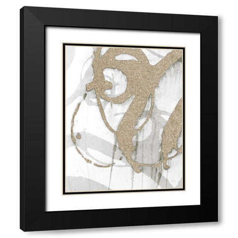 Gold Sparkle Strokes I Black Modern Wood Framed Art Print with Double Matting by Morris, Megan