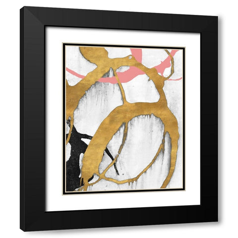 Rose Gold Strokes II Black Modern Wood Framed Art Print with Double Matting by Morris, Megan